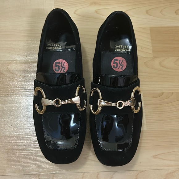 Jeffrey Campbell Black Loafers with Gold Accent - Picture 5 of 12